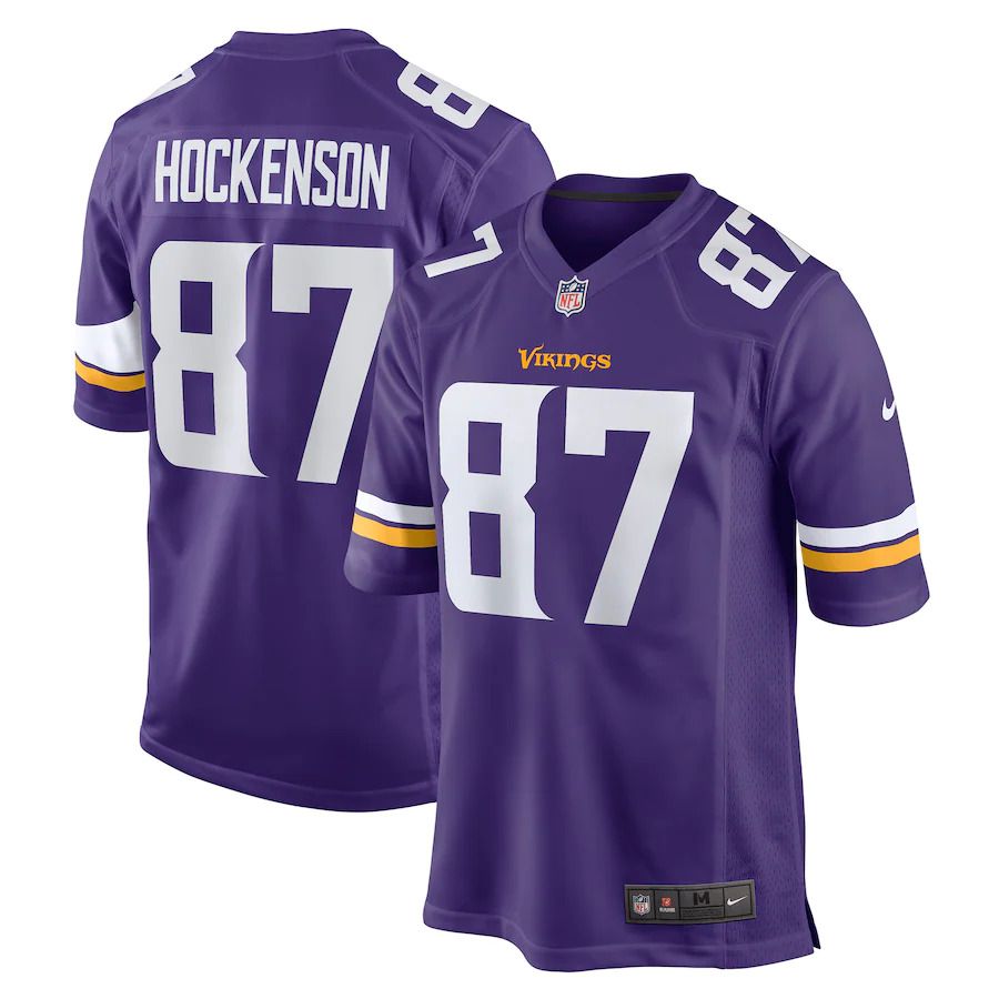 Men Minnesota Vikings 87 T.J. Hockenson Nike Purple Game Player NFL Jersey